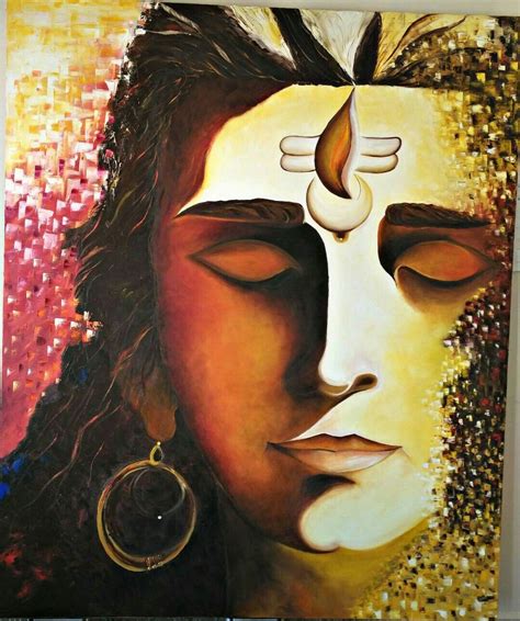 My recent art piece Lord Shiva Oil painting.. | Lord shiva painting, Painting, Painting canvases