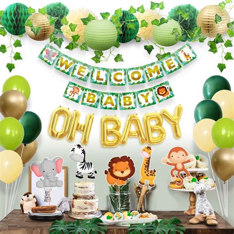 Jungle Theme Safari Baby Shower Decorations with Banner, Animal ...