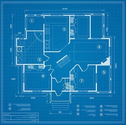 Rencana Rumah Blueprint Ilustrasi Stok - Unduh Gambar Sekarang - Cetak biru - Desain, Rumah ...