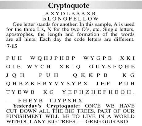 Cryptoquote | Puzzles | timesargus.com