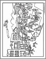 Small Town Coloring Pages sketch template