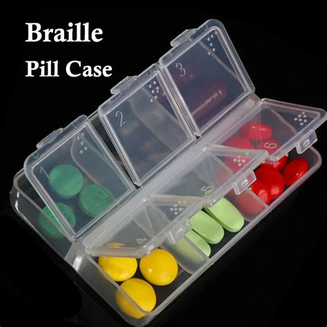 Braille Pill Cases 6 Cell Drugs Container Blind Tablets Storage Box ...