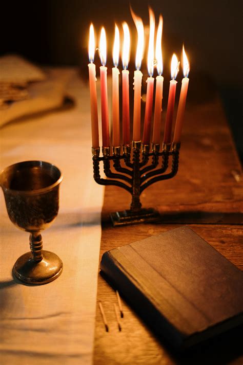 Menorah With Lit Candles · Free Stock Photo