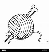 Ball Of yarn And knitting needles Hobby Or DIY Design Element Doodle  sketch template