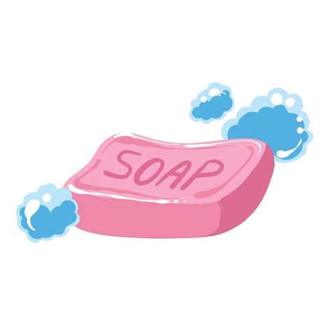 Pink soap with bubbles and foams vector illustration isolated on plain white background. Cute ...