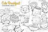 Cute Breakfast Coloring Kids Adult Graphic By Peekadillie · Creative  sketch template