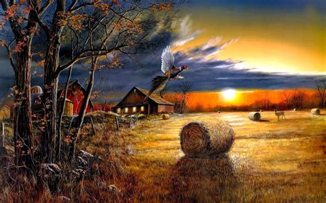 Farm Sunset Wide Desktop Background wallpapers HD free - 498468 | Sunset wallpaper, Farm art ...
