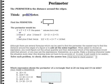 Four Rectangle Perimeter Problems Interactive for 6th - 9th Grade ...