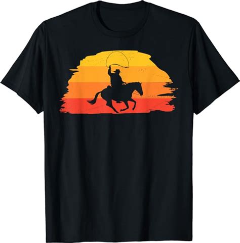 Amazon.com: Cowboy Sunset Silhouette Rodeo Cowboy Gift Idea MM T-Shirt ...