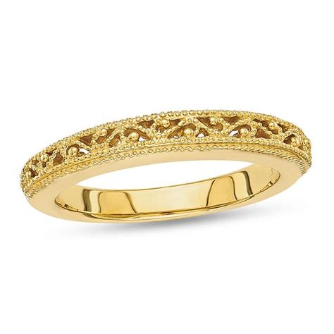 Ladies' 3.0mm Filigree Vintage-Style Wedding Band in 14K Gold|Peoples Jewellers | Filigree ...