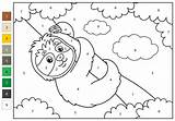 Sloth Number Color Coloring Pages Preschool Kids Animal Activities Woo  sketch template
