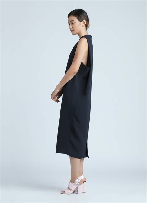 KAAREM - Dill High Collar Dress - Black Blue