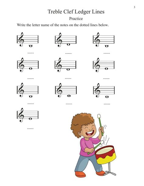 Practice Treble Clef Ledger Lines 3 worksheet | Live Worksheets