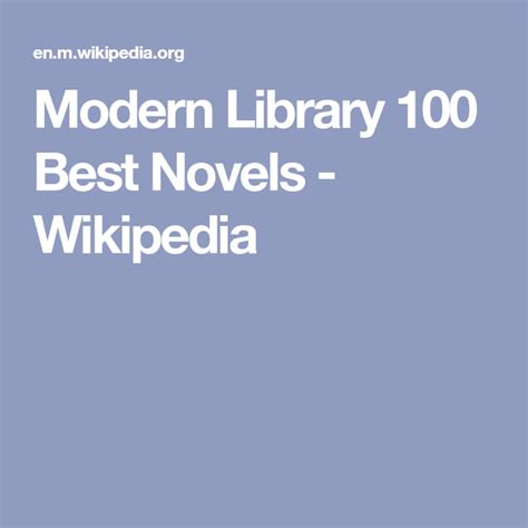 Modern Library 100 Best Novels - Wikipedia | Modern library, Best ...