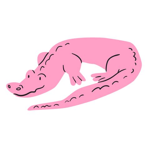 Flat smiling pink alligator - Transparent PNG & SVG vector file