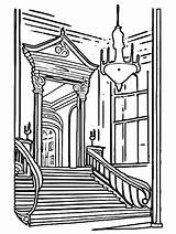 Rococo Style Ballroom Coloring Page · Creative Fabrica sketch template