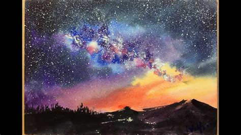 Watercolor Starry Night Sky Demonstration - YouTube