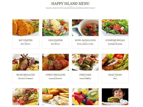 Menu at Happy Island Restaurant, Paphos, 65 Natalia Court