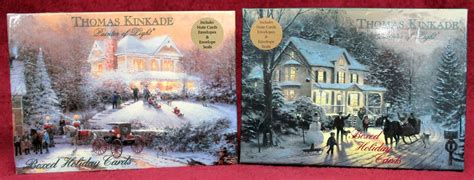 2 Boxes of Thomas Kinkade, Painter of Light, Glossy Holiday Cards; 14 in each box