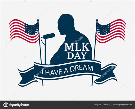 Martin Luther King Day. Celebratory banner with the flag of the USA ...