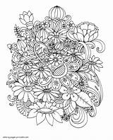 Wildflowers Adult Coloring Page Pages sketch template