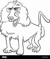 Black And White Cartoon Illustration Of Funny Baboon Monkey Wild Animal  sketch template