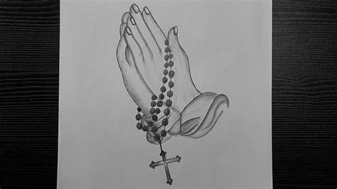 Praying Hands Drawing || How To Draw Hands Praying With Rosary || Step By Step || Pencil Drawing ...