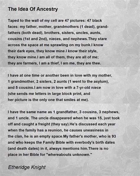 The Idea Of Ancestry Poem by Etheridge Knight - Poem Hunter