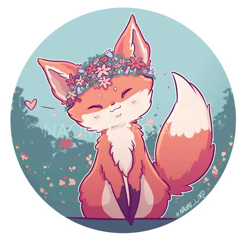 Flower Crown Fox! Sticker and/or Print 6x6" 8x8" by NaomiLordArt on Etsy https://www.etsy.com ...