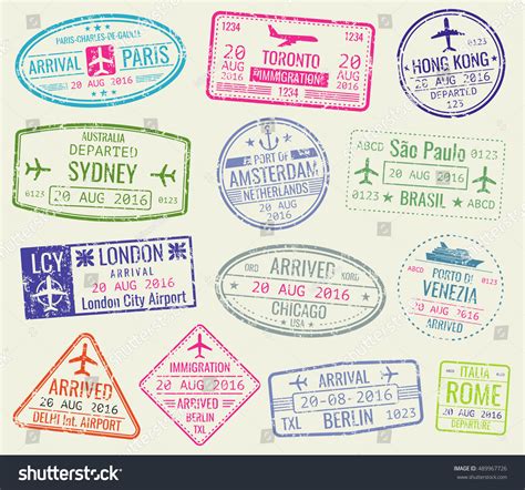 Conjunto vectorial de sellos para pasaportes: vector de stock (libre de ...