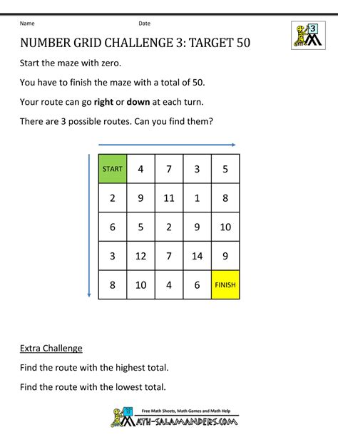 Math Puzzle Worksheets 3rd Grade | Maths puzzles, Fun math worksheets, Number grid