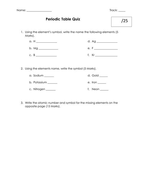 Periodic Table Of Elements Symbols And Names Quiz | Elcho Table