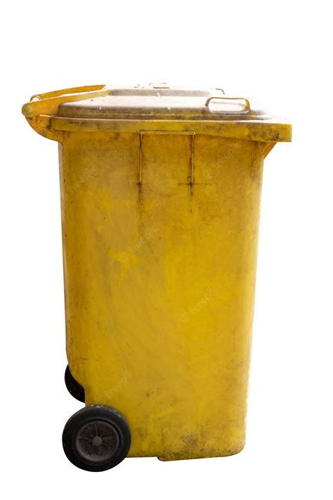 Premium Photo | Yellow trash can clean dustbin disposal recycling