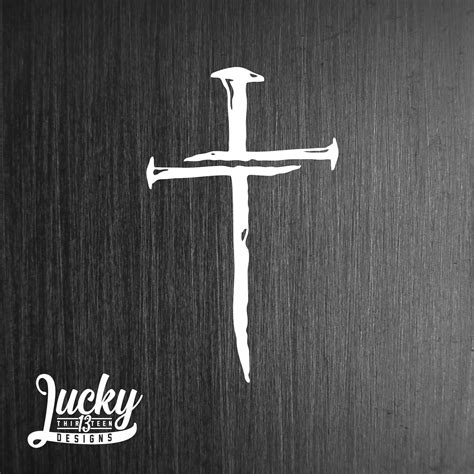 Three Nail Cross Vinyl Decal - Etsy