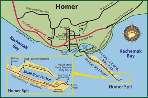 Maps of Alaska Roads By Bearfoot Guides: Map of Homer, Alaska