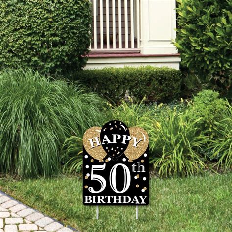 Adult 50th Birthday - Gold - Outdoor Lawn Sign - Birthday Party Yard Sign - 1 Piece - Walmart.com