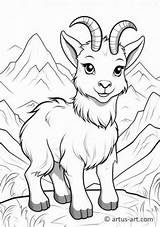 Mountain Goat Coloring Page » Free Download Artus Art sketch template