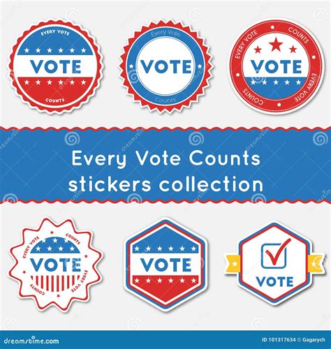 Every Vote Counts Stickers Collection. Stock Vector - Illustration of ...