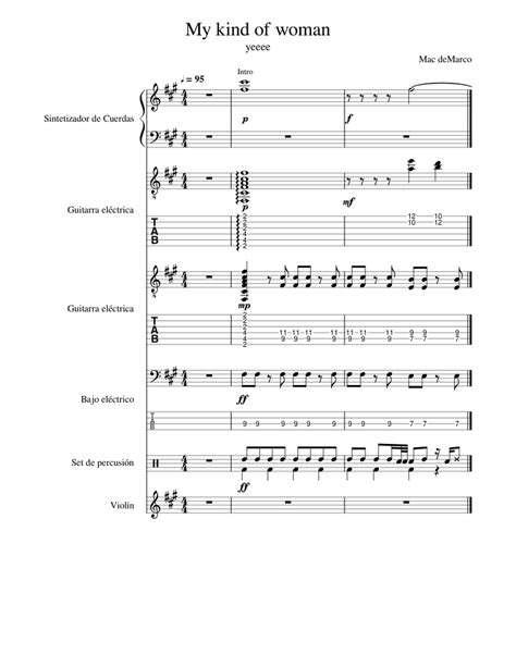 My kind of woman- Mac demarco Sheet music for Violin, Guitar, Bass guitar, Drum group, Strings ...