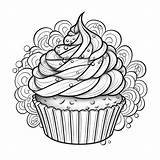 Premium Photo  Coloring Page For Kids Featuring A Fancy Cupcake With sketch template