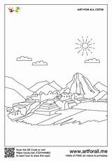 Machu Picchu Peru Coloring Pages Pichu Clipart White Famous Drawing  sketch template