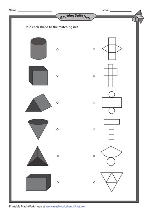 Nets Of Solids Worksheets