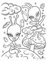 Alien Stoner coloring Page Vector For adult Posters The  sketch template