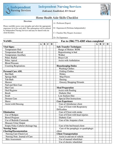 Home Health Aide Duties Checklist - Fill Online, Printable, Fillable, Blank | pdfFiller