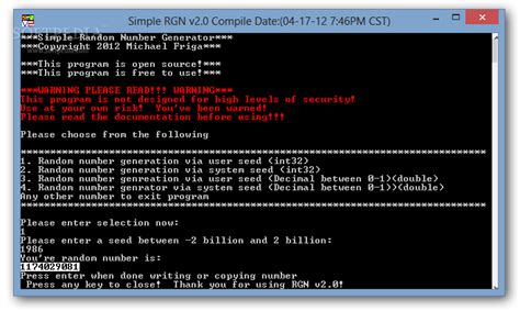 Simple Random Number Generator 2.0 Beta - Download, Screenshots