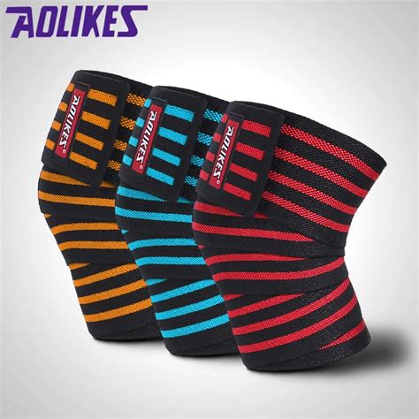 AOLIKES 1pcs 180 * 8CM Knee Wraps Men's Fitness Weightlifting Sport Knee Bandages Squats ...