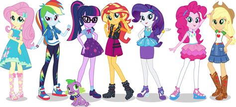 MLP: EQG Vector - Mane 7 and Spike (Posing) #1 by Twilirity on DeviantArt