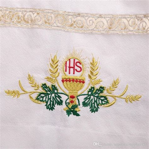 Religion Robe White Alb Catholic Church IHS Chalice Embroidery ALTAR SERVER Vestments For Men ...