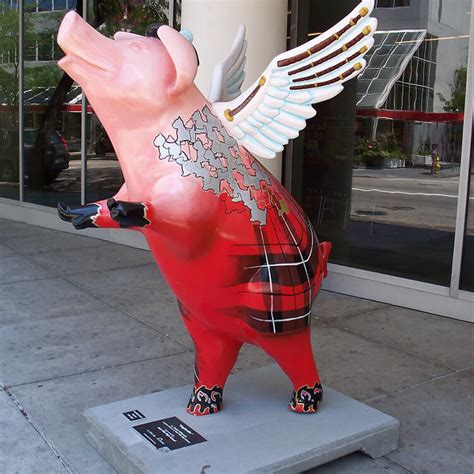 Fiberglass Flying Pig Statue For Sale - SevenTreeSculpture