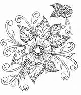 Henna Flower Coloring Page Embroidery Flowers Pattern  sketch template